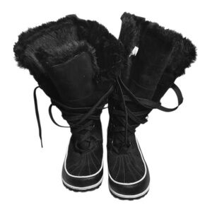 Sorel Womens Black Round Toe Lace Up Winter Snow Boots